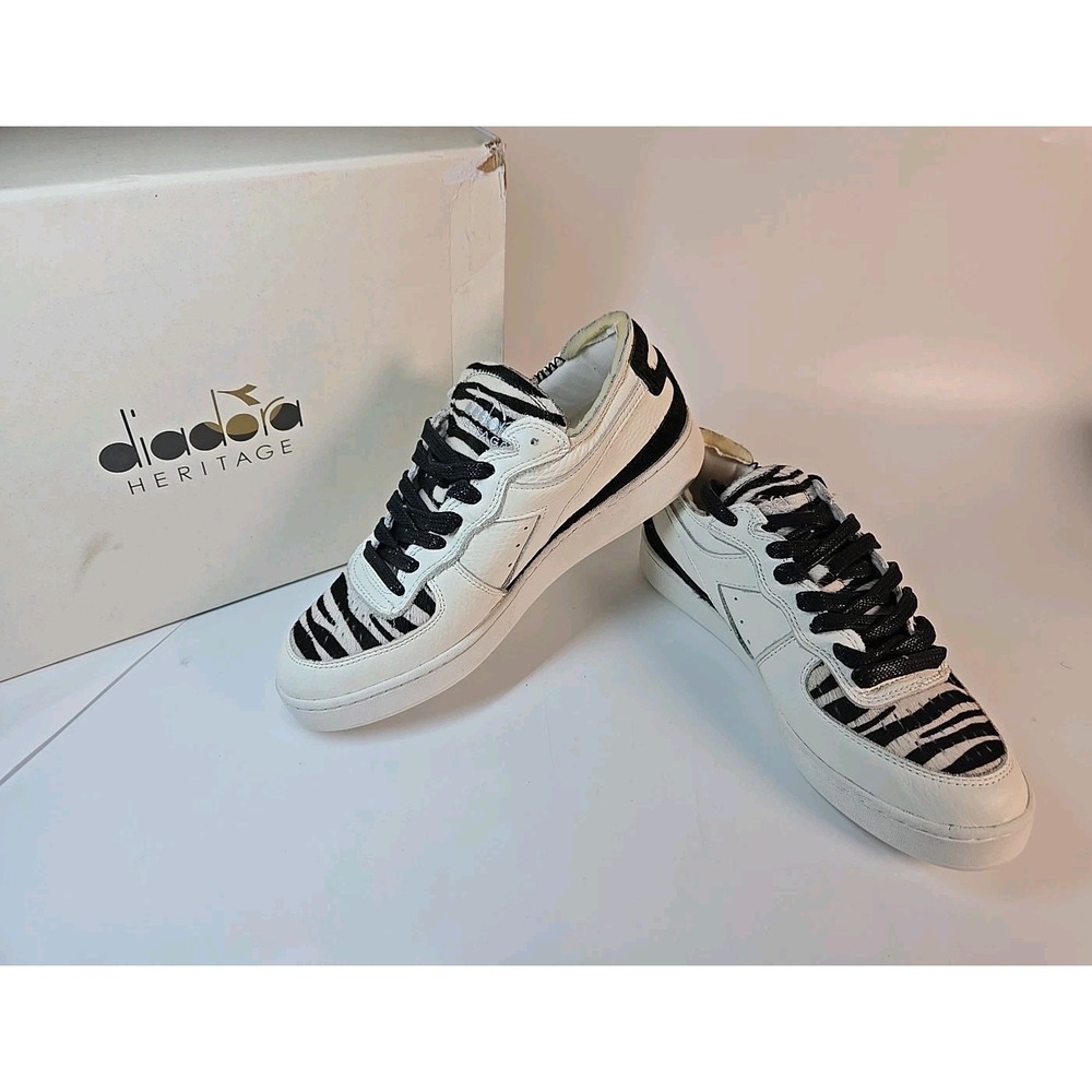 DIADORA HERITAGE MI Basket Row Cut Zebra Men Size‎ 8, Woman 9.5
